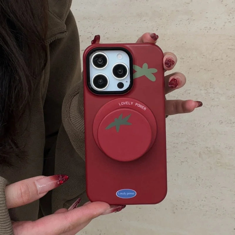 Cute Cartoon Tomato Magnetic Phone Grip Holder for iPhone 15 & MagSafe