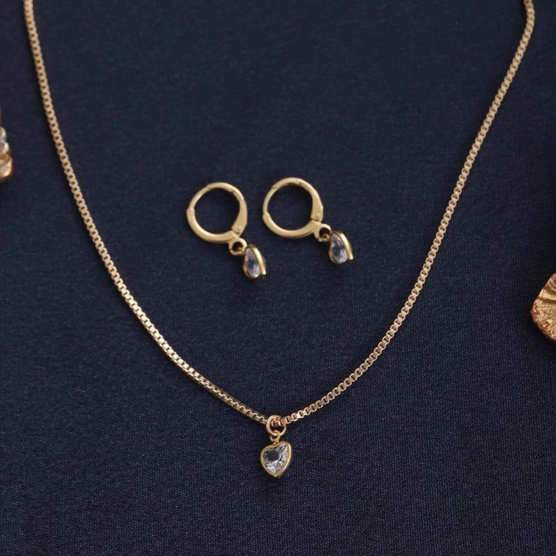 3-Piece Heart Pendant Jewelry Set with Earrings and Necklace for Women