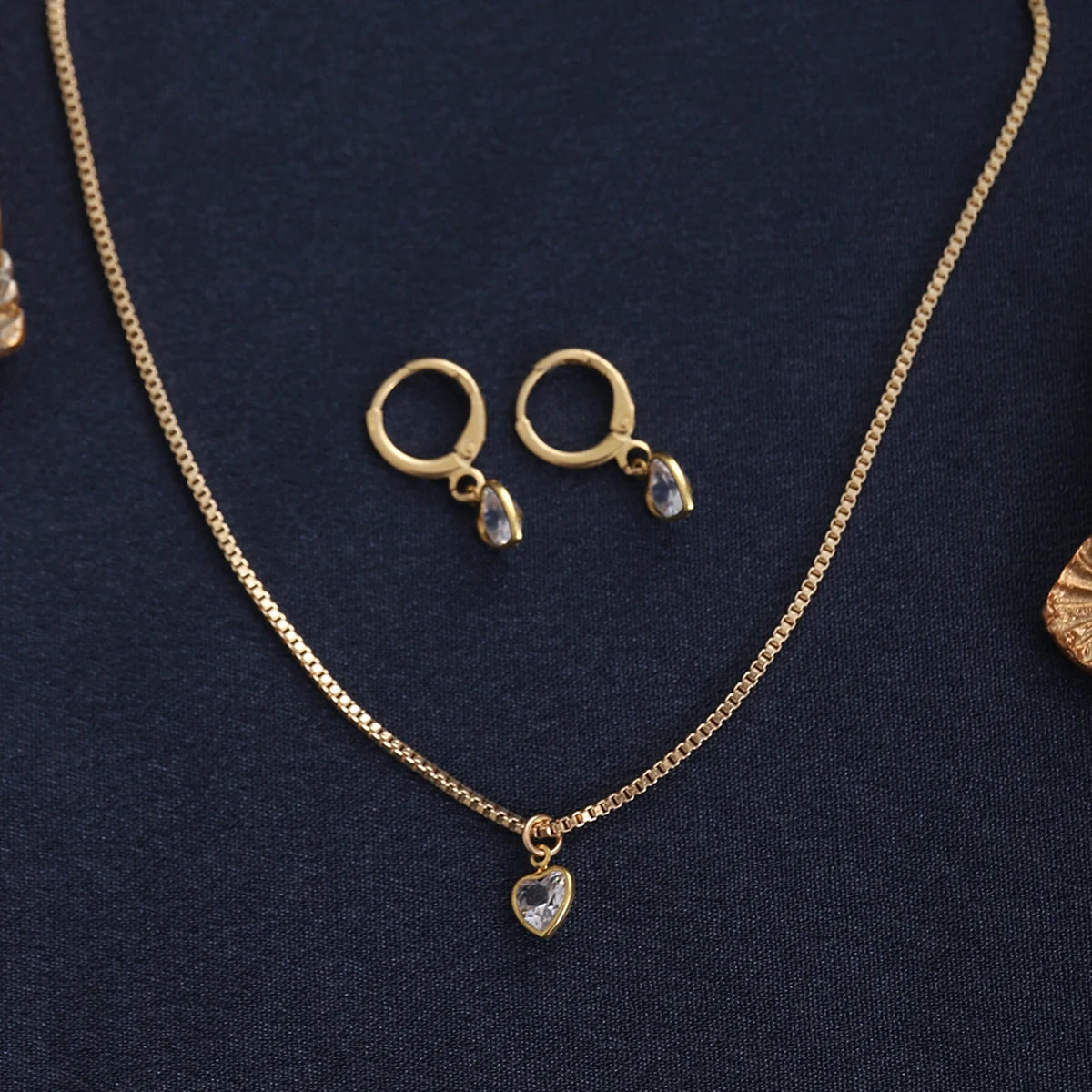 3-Piece Heart Pendant Jewelry Set with Earrings and Necklace for Women
