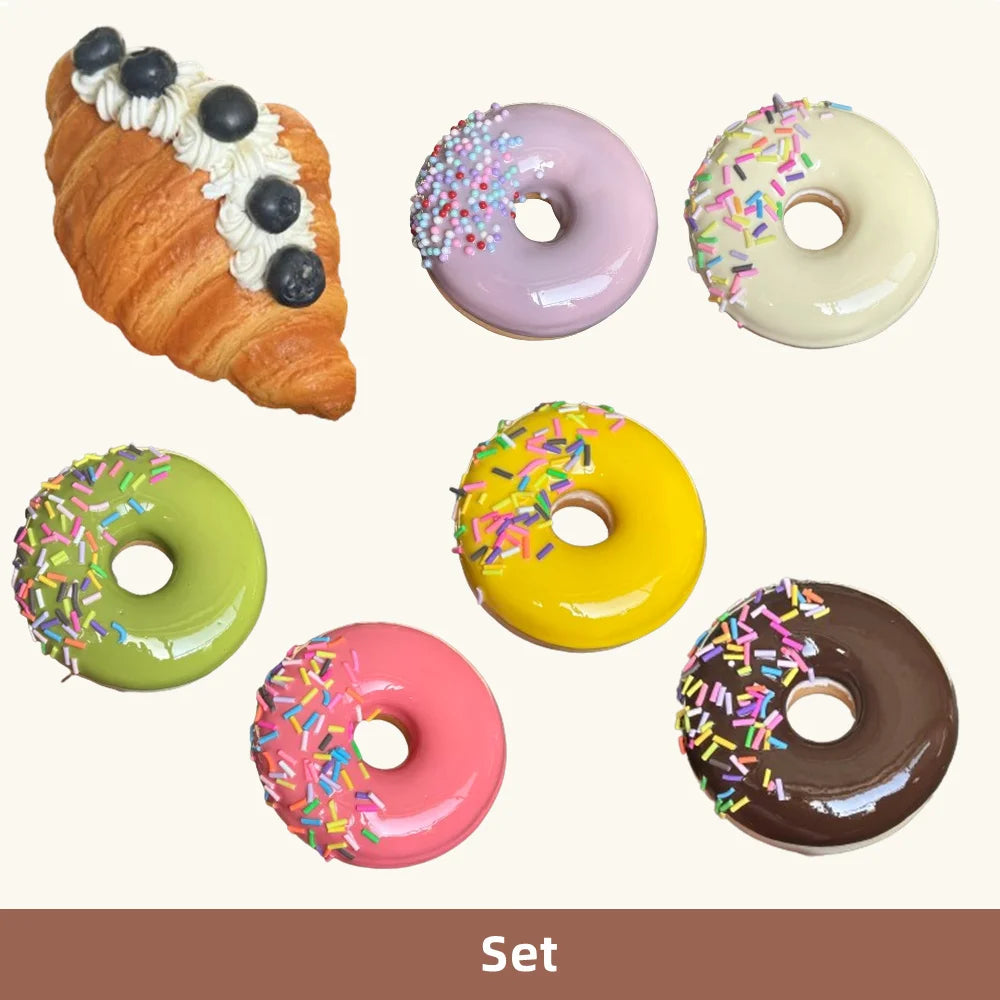 Christmas Frosted Doughnut Photo Props Set - Hanging Ornament Snacks Decor