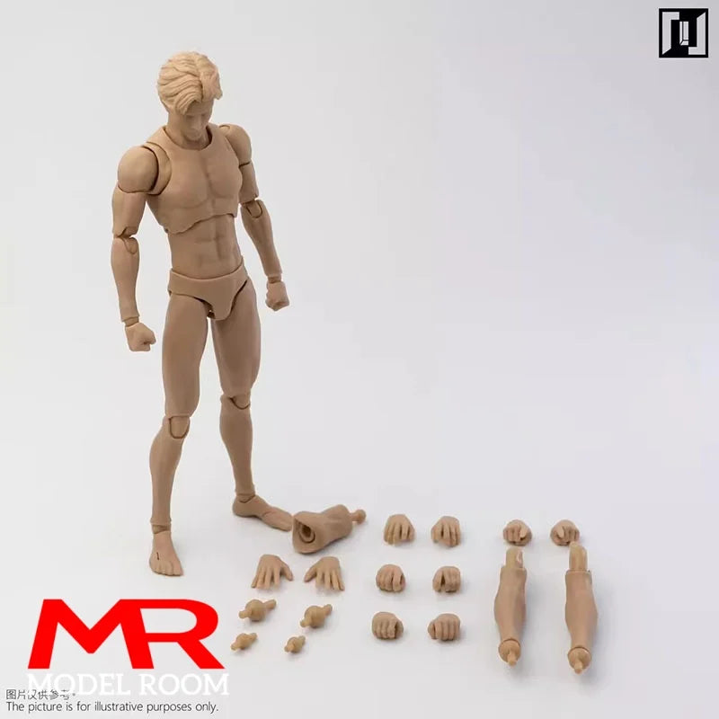 1/12 Scale Action Figure Model Kit - Male Lean Thin Joint Body, Super Flexible, 16.2cm, White & Black Variants
