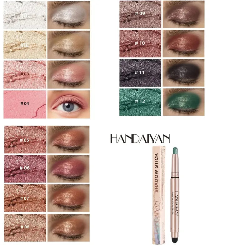 Waterproof Metallic Eyeshadow Stick Set - Long Lasting Cream & Highlight Pen