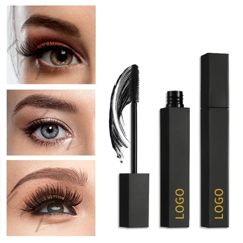 Waterproof Black Mascara with Silicone Brush - 8g Vegan Eyelash Lengthening & Smudge-Free