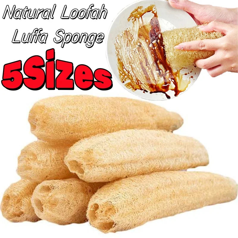 Natural Loofah Sponge for Dishwashing & Skin Care - Biodegradable Non-Stick Cleaning Brush