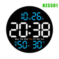 LED Wall Clock with Dual Alarms, Calendar, Temperature & Brightness Adjustable for Home