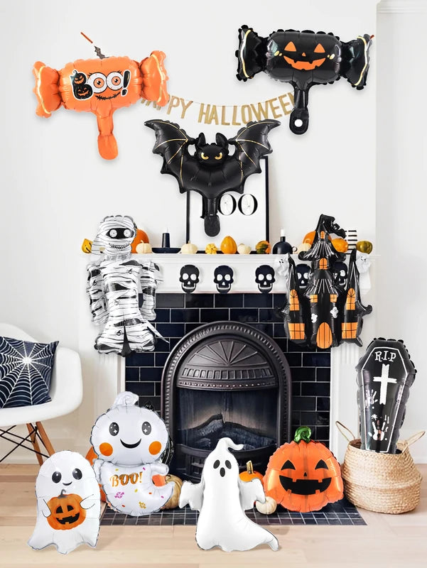 Halloween Foil Balloon Set - 10 Mini Themed Balloons for Parties & Decorations