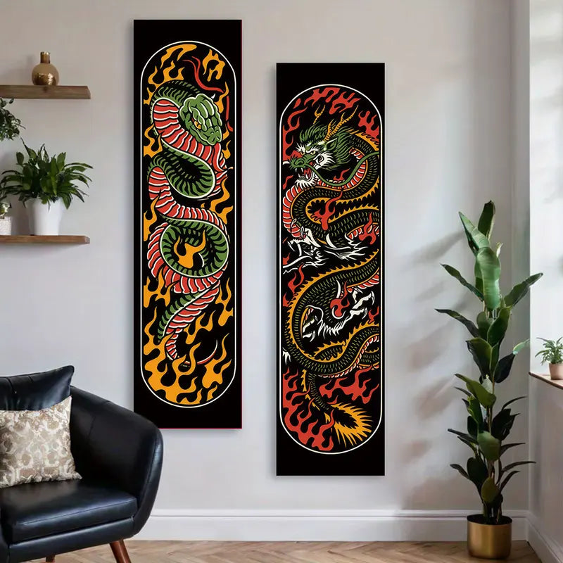 Mythic Animal Tapestry Wall Decor Long Serpent Vertical Wall Hanging - Aesthetic Home Art