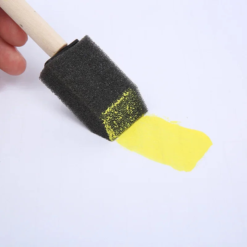 Wooden Handle Foam Paint Brush Set for Art & Craft Painting