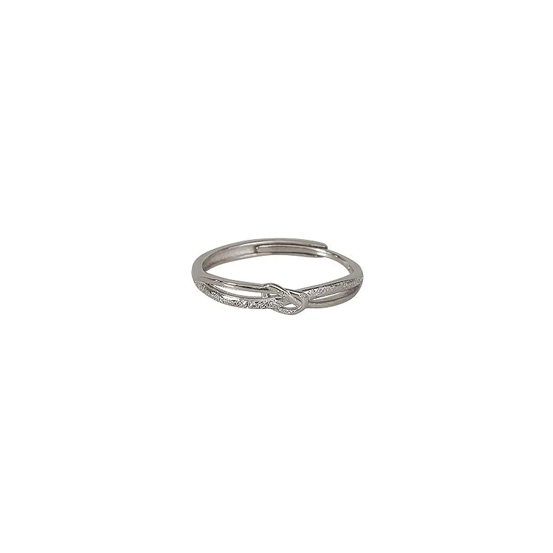 Sterling Silver Twisted Zircon Adjustable Ring for Women Girl Jewelry