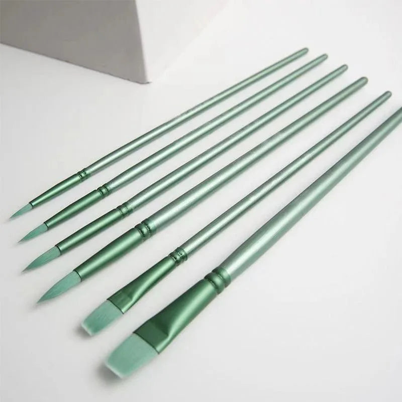 Watercolor Brush Set with Soft Nylon Bristles - Round, Flat, Pointed for Beginners