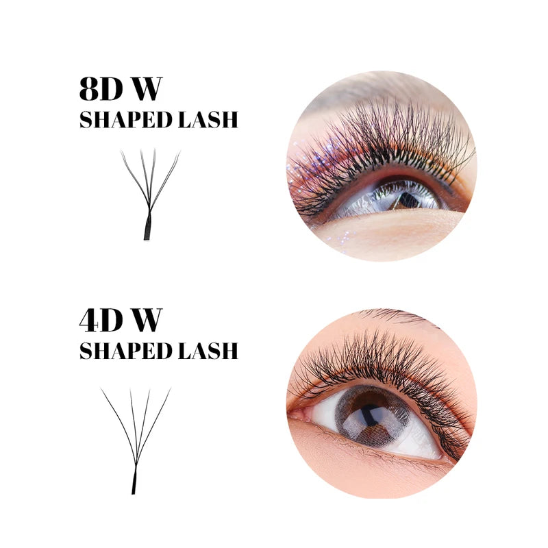 False Eyelash Extensions 8D W Shape Premade Fan Mink Lashes with Tips