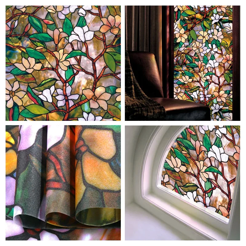 Decorative Window Privacy Film - Stained Glass Vinyl Stickers for Glass & Windows
