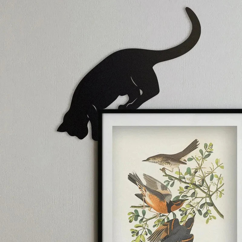 Wooden Cat Looking Down Door Topper - Rustic Home Decor for Kitchen Organization