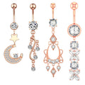 3-6PCS Belly Button Piercing Set 14G Surgical Steel Navel Rings with Pearl & Heart US