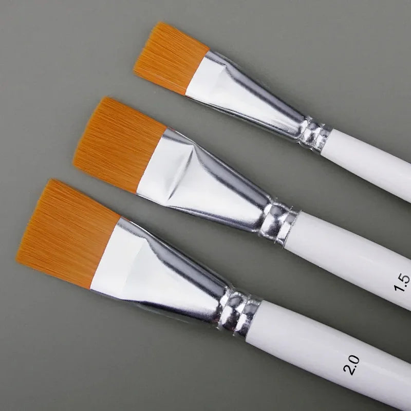 Oil Painting Brush Set 3pcs Large Flat Head Short Rod Nylon Watercolor Acrylic Art Supplies