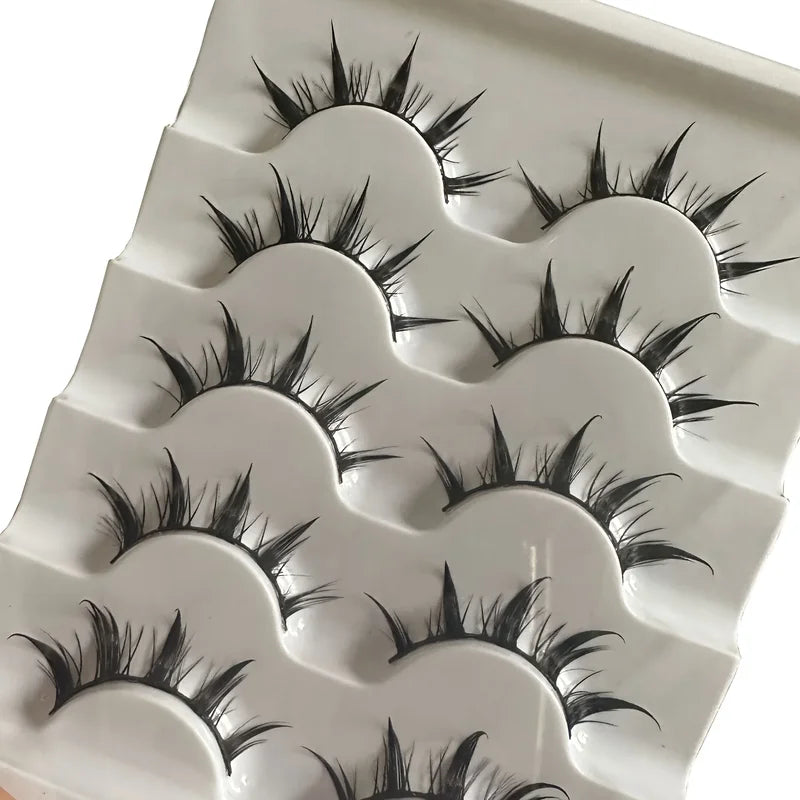 Anime-Inspired False Eyelashes 5 Pairs - Dramatic Cartoon Eye Faux Lashes