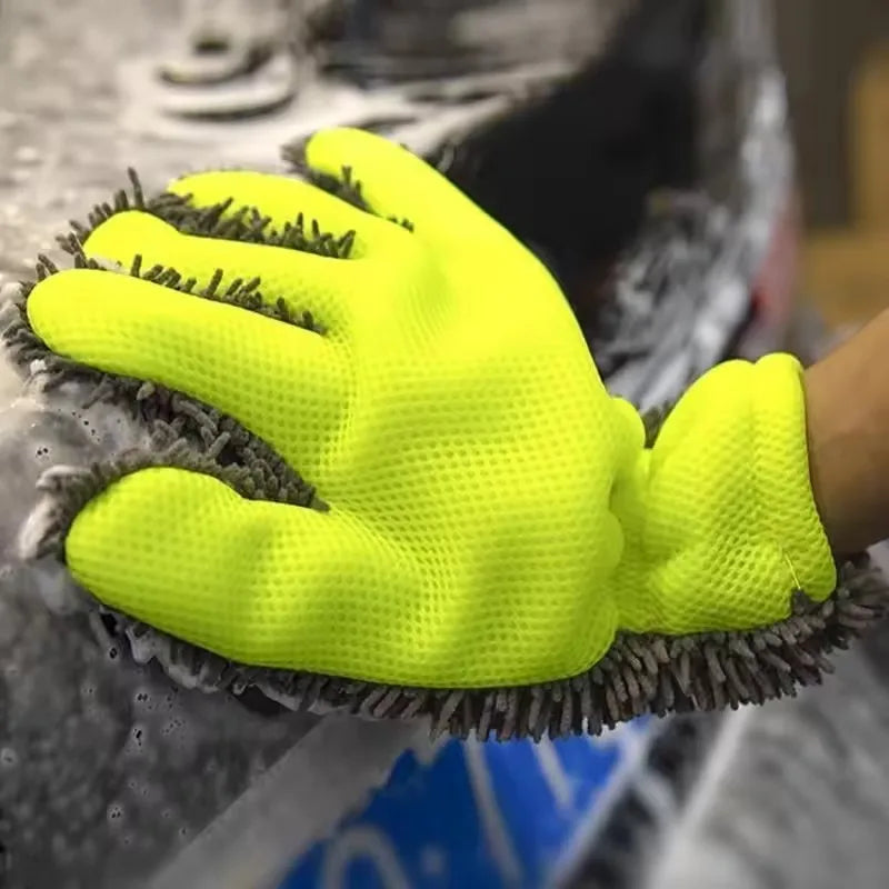Microfiber Car Wash Gloves Double-Sided Cleaning Sponge Scratch-Free Detailing Tool
