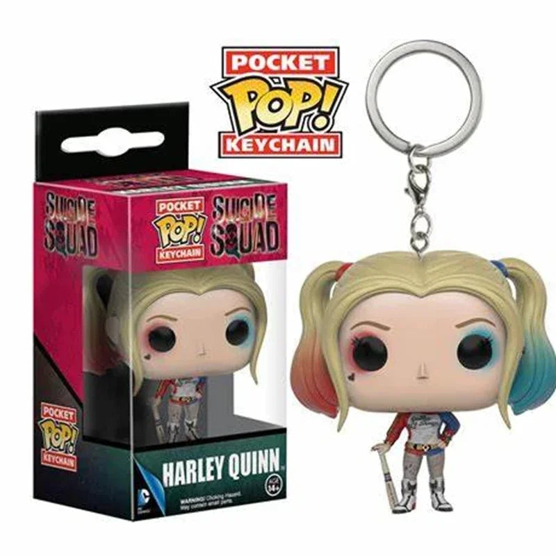 Funko Pop Suicide Squad Joker Harley Quinn King Shark Keychain Action Figure Toy Collection