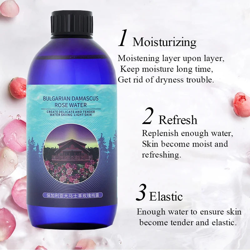 Organic Rose Water Facial Toner - Damask Rose Hydrosol for Brightening Skin, 400ml