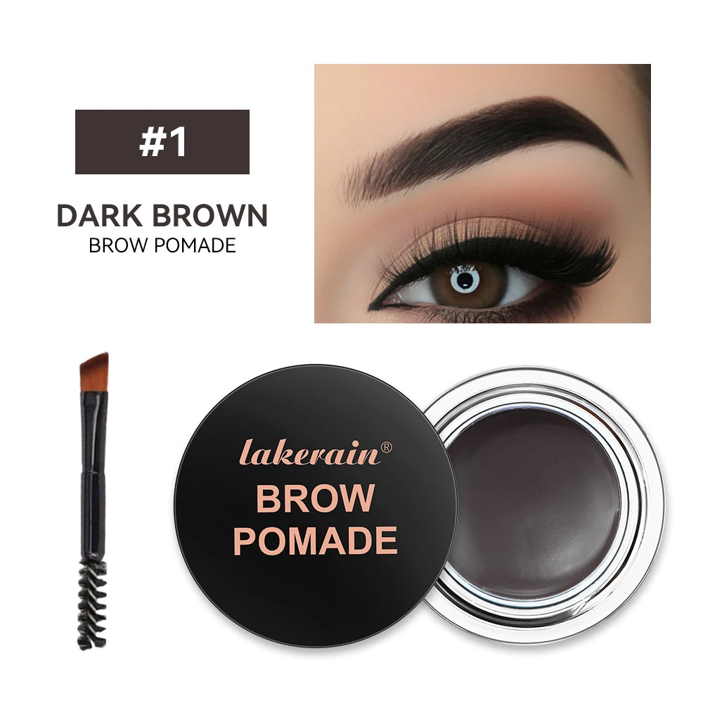 Waterproof Long-Lasting Brow Pomade with Dual Brush for Natural Eyebrow Makeup