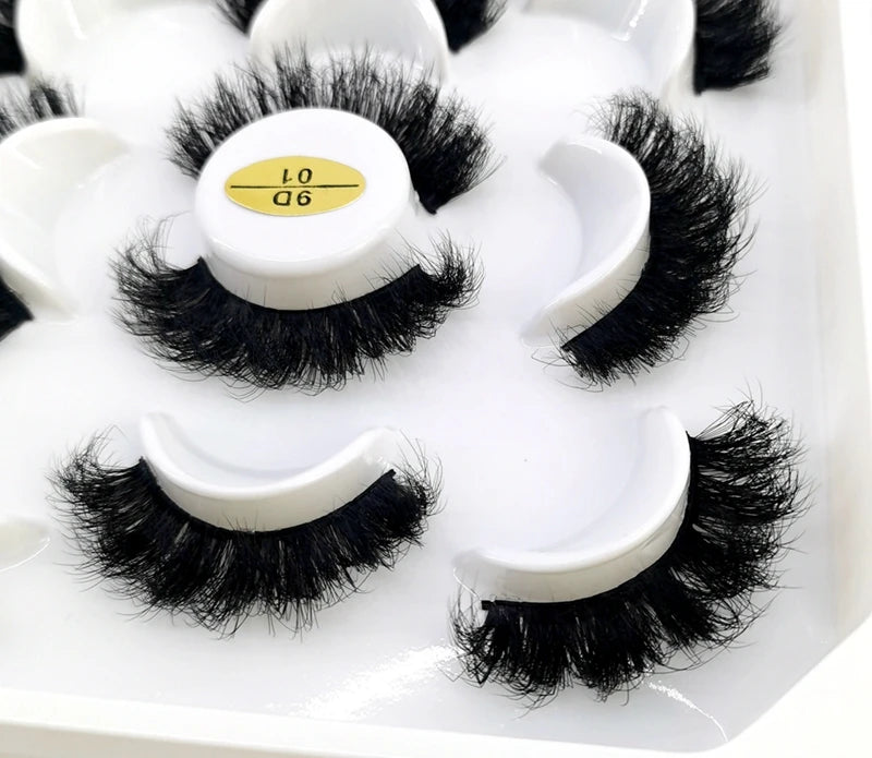 Full Strip Mink Lashes 25mm Wispy Thick Natural False Eyelash Sets