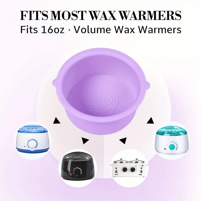 Reusable Wax Warmer Silicone Bowls for Hair Removal - Heat-Resistant Pot with Color Options