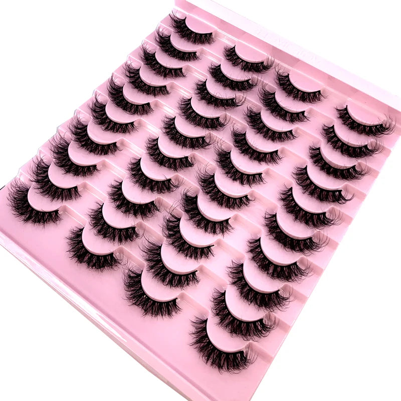 False Eyelashes 20 Pairs Long Natural Mink 3D Lash Extensions for Beauty