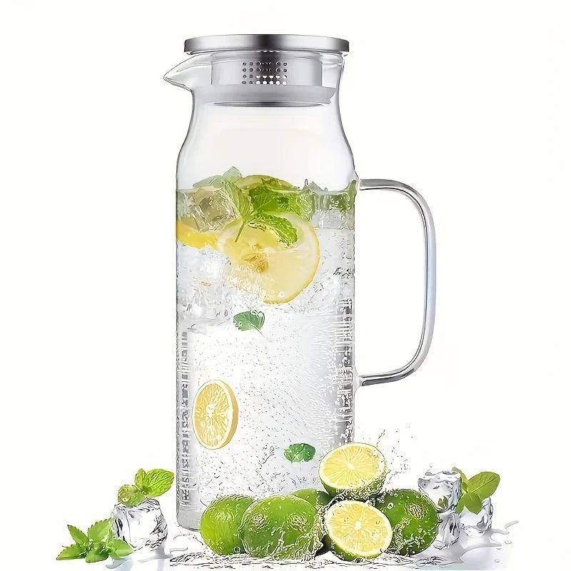 Borosilicate Glass Water Pitcher 1L 1.5L with Stainless Steel Lid Household Juice & Coffee Jug