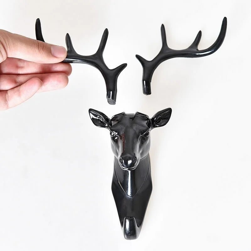 Wall Hanging Deer Head Hook Vintage Antlers Rack for Clothes Hat Scarf Keys