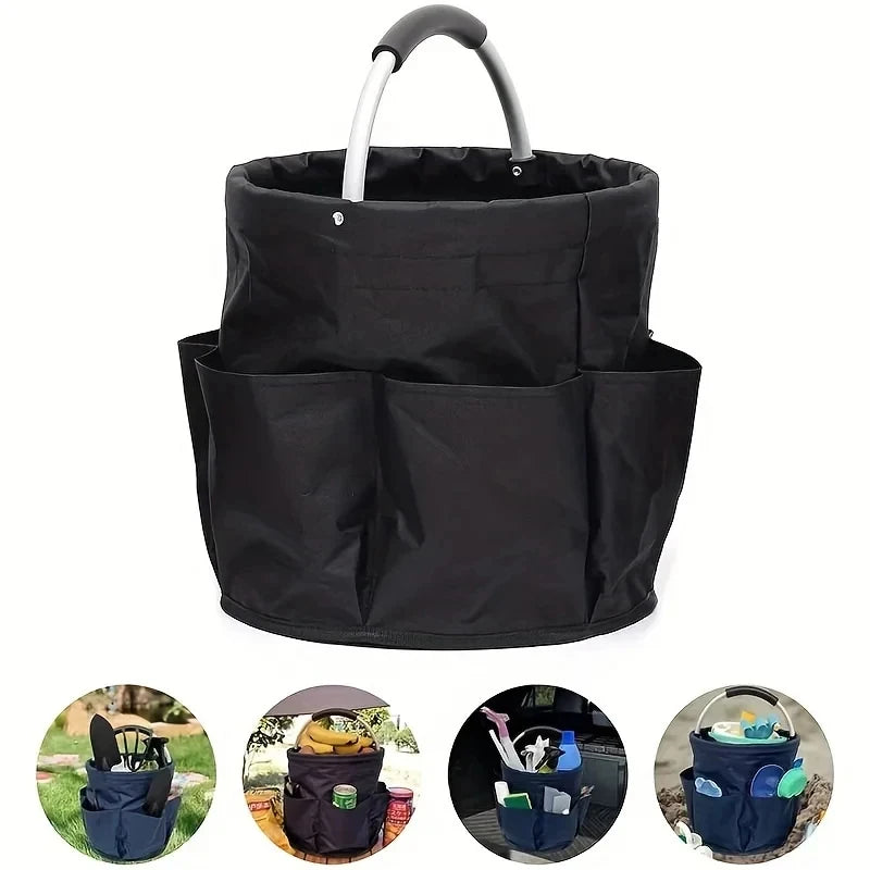 Large Folding Storage Basket with Handle - Picnic, Outdoor & Cleaning Caddy