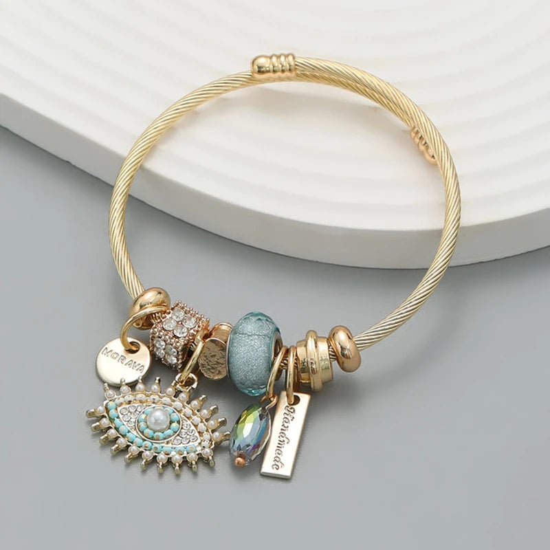Fashion Beaded Love Bracelet for Women - Multi Element Stainless Steel Charm Jewelry