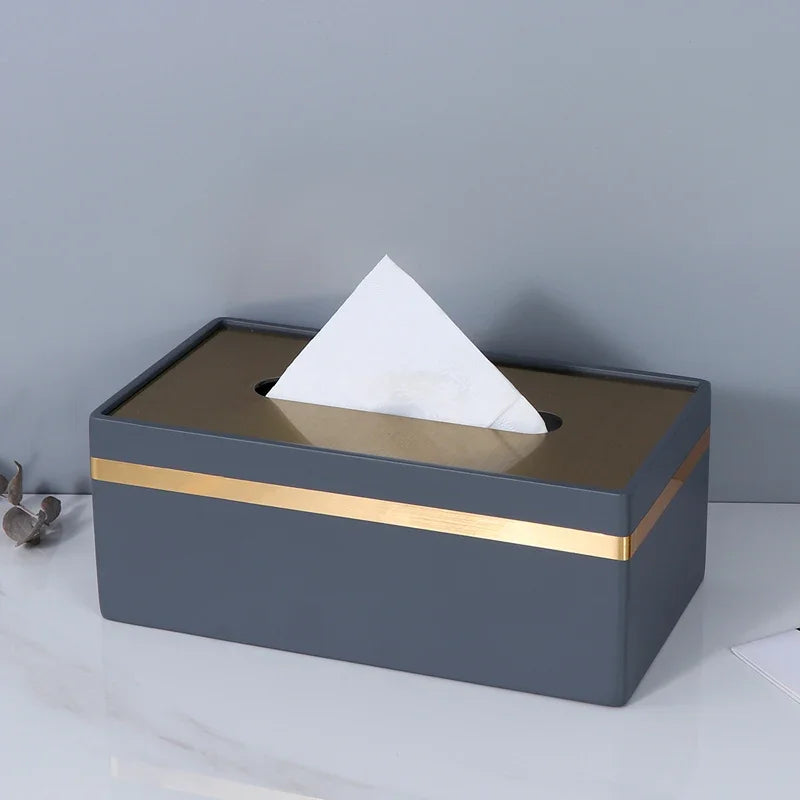 Marbling Resin Tissue Box with Light Luxury Design for Home Decor and Living Room