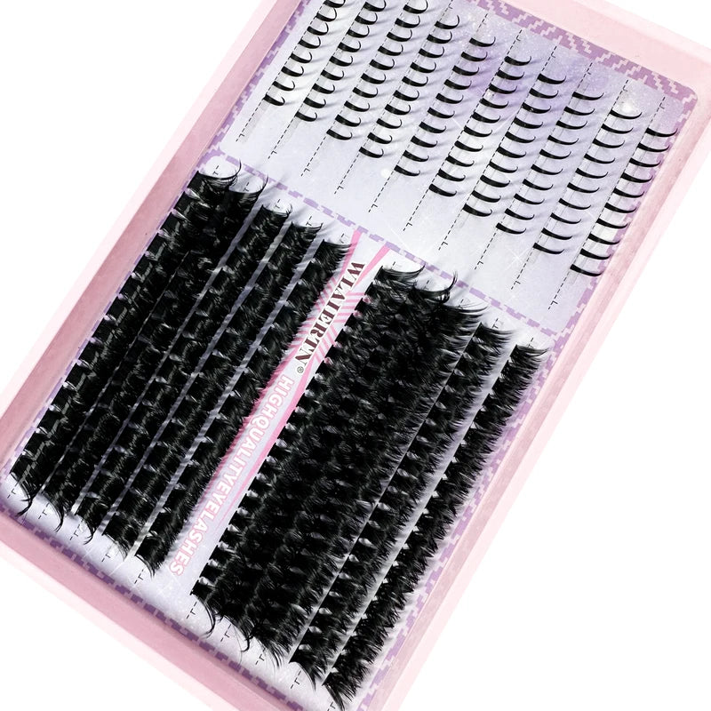 DIY 3D Volume Eyelash Extensions Kit Clusters Spikes Lash Individuals - Black & Red