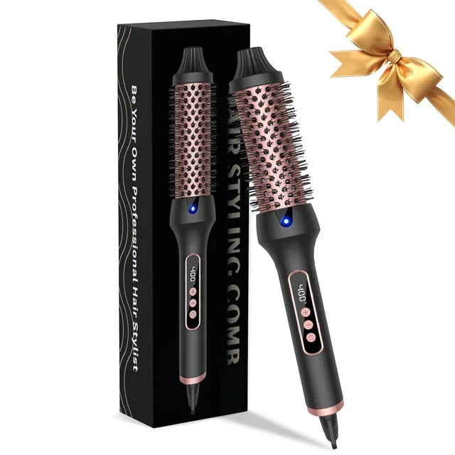Heated Styling Brush 3-in-1 Ionic Hair Curling & Straightening Tool