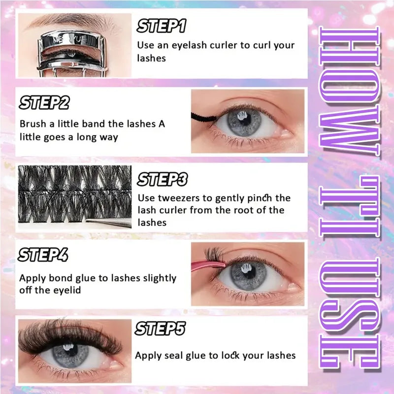 Eyelash Clusters 320pcs 13mm Slim Korean Style Reusable False Eyelashes for Beginners