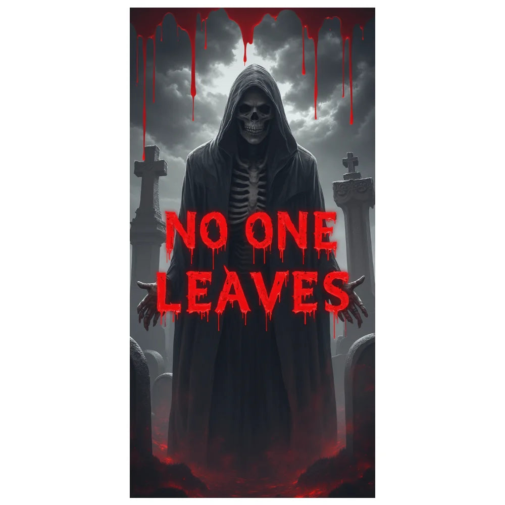 Halloween Door Banner Decorations Horror Night Cemetery Pumpkin Scene