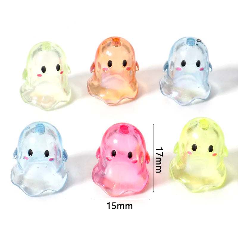 Acrylic Halloween Ghost Beads 5-Pack for DIY Jewelry Making Multicolor 17mm x 15mm