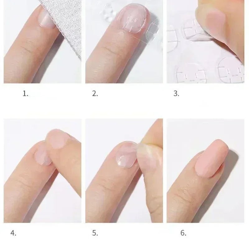 10-Pack Transparent Jelly Nail Tips Sticker with Double-Sided Gel Nail Glue for Press-On Nails