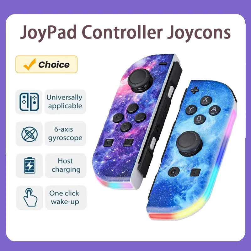 RGB LED Joypad Controller for Switch with Dual Vibration - Multiple Colors