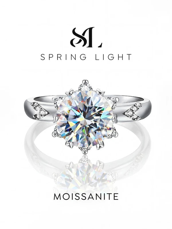 Luxury 2CT Moissanite Solitaire Engagement Ring in Sterling Silver for Women