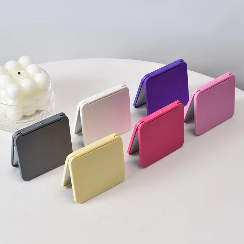 Double-Sided Portable Makeup Mirror - Square Compact Handheld Mirror for Girls