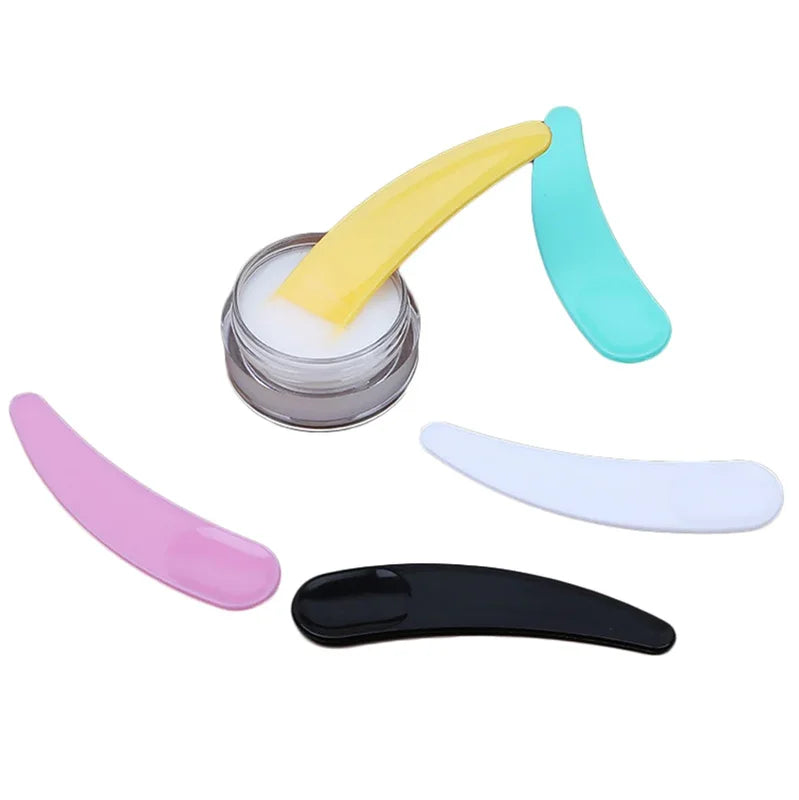 Mini Cosmetic Spatula Set - Disposable Curved Makeup & Facial Mask Mixing Sticks