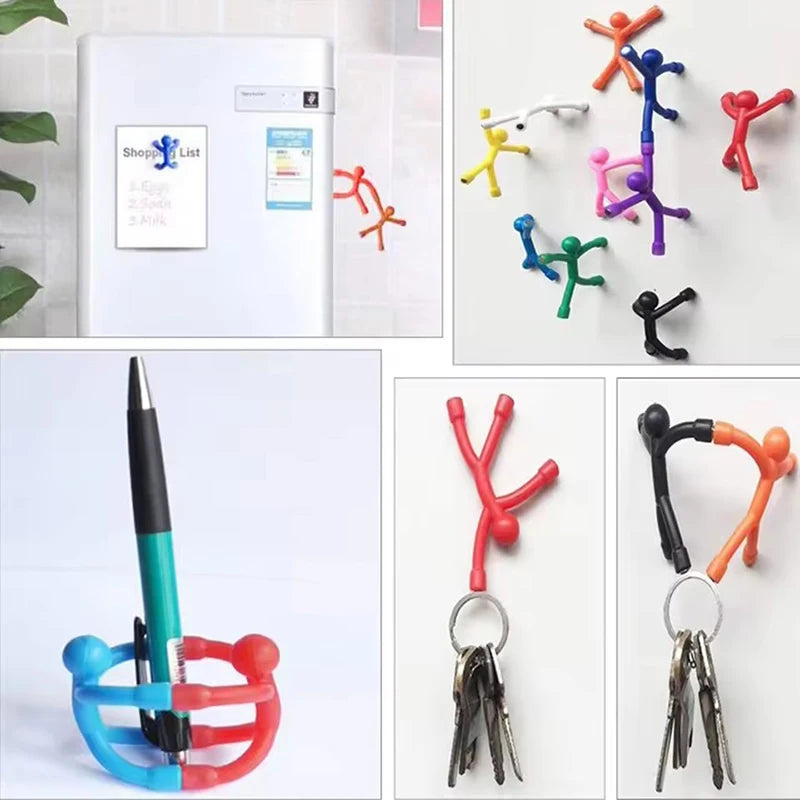 Colorful Mini Man Refrigerator Magnets Set - 10pcs Cute Humanoid Magnetic Stickers for Refrigerator & Whiteboard