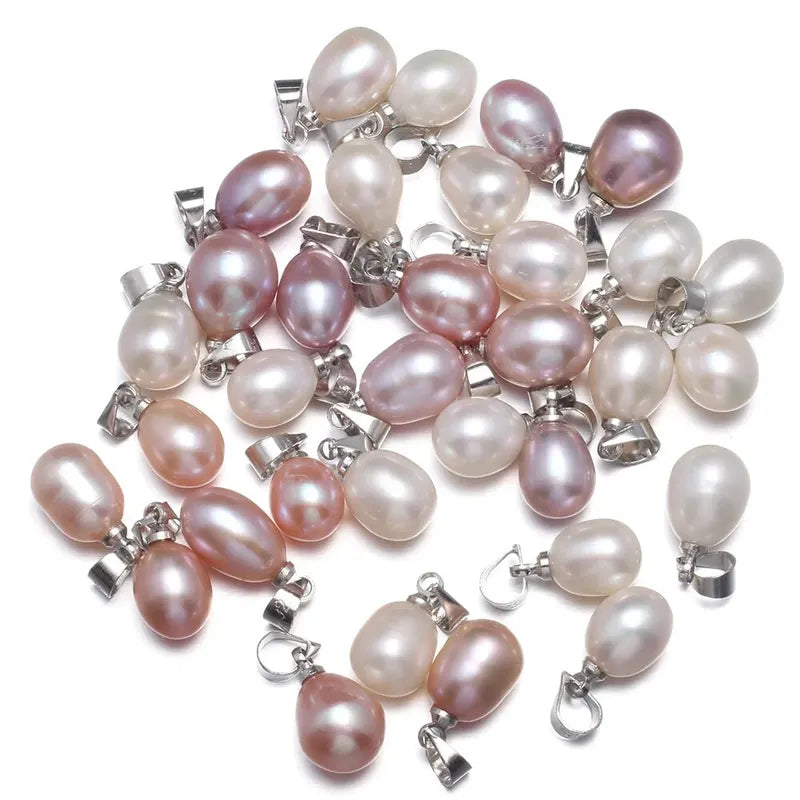 Natural Freshwater Pearl Pendant Beads for Jewelry Making - 7-8mm AAA 4pcs