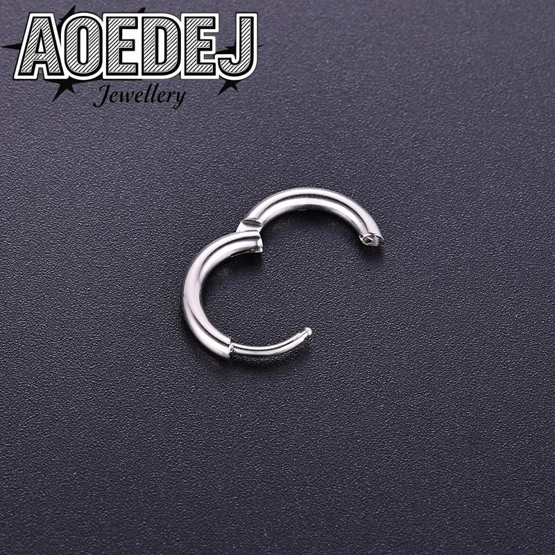 Titanium Hoop Earrings for Men Women 18G 20G Circle Clicker Piercing Jewelry