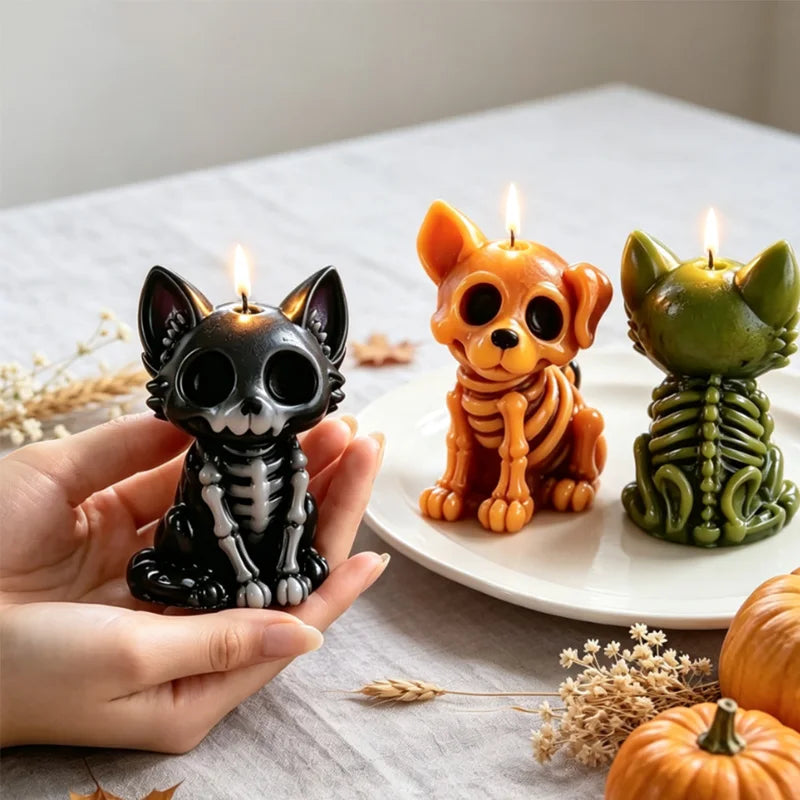 3D Halloween Dog Skeleton Candle Mold DIY Candle Soap Resin Plaster Home Decoration Gift