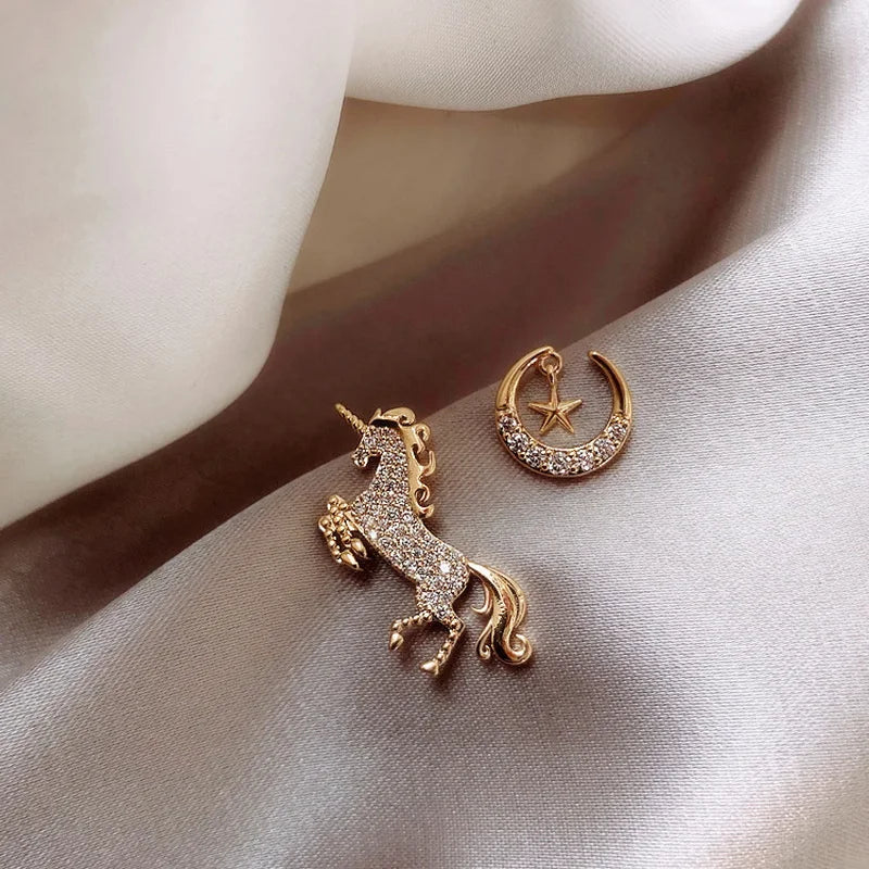 Cute Animal Stud Earrings for Women - Horse, Kitten, Owl, Pearl Jewelry
