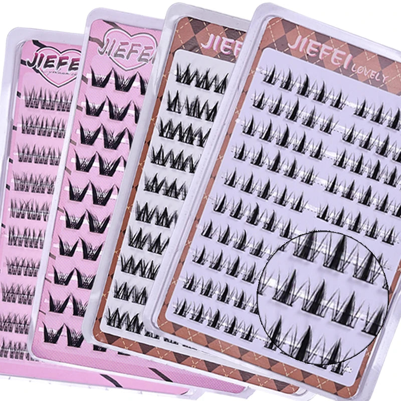 DIY Self-Adhesive Cluster False Eyelashes 10 Rows/Box, Natural Look, Glue-Free