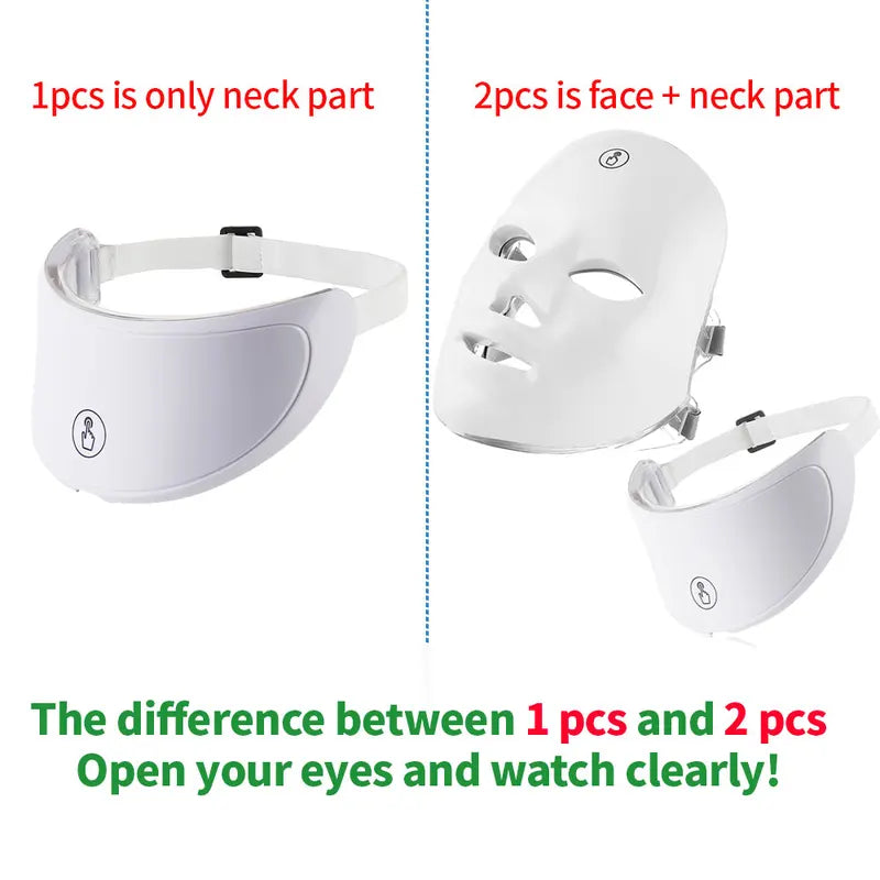 LED Facial Mask with Photon Therapy & 7 Color Skin Care Massager for Face and Neck