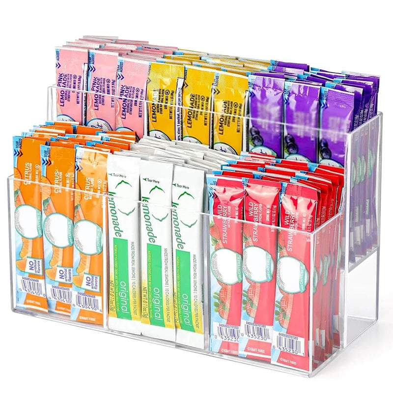 Acrylic Desktop Organizer for Tea Bags Coffee Station Storage Box Multi-Functional Home & Office Use